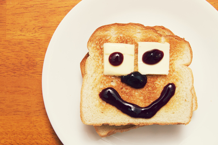 Breakfast Toast Smileの写真素材