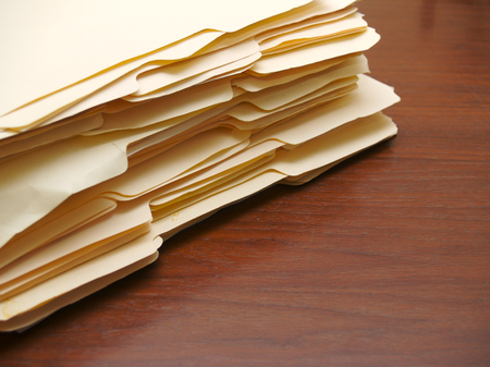 File Folders on a Deskの写真素材