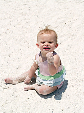 Little girl at beachの写真素材