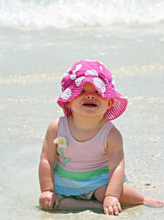 Little girl at beachの写真素材
