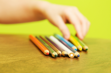 Little girl drawingの写真素材