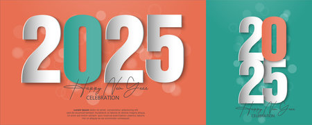 Happy New Year 2025 Text Design, Vector Illustration eps10のイラスト素材