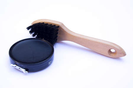 Brush and shoe creamの写真素材