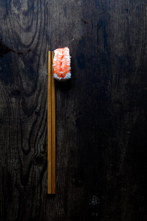 asian food sushi on wooden tableの写真素材