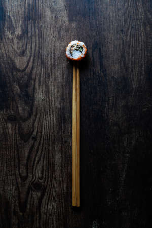 asian food sushi on wooden tableの写真素材