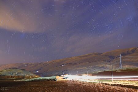 Agricultural cultivation and trail of stars