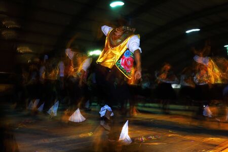 Huancayo, Junin. February 18, 2018 - artistic presentation of the vigorous, cultural and traditional dance of Huanca, the dance of Huaylarsh. Artistic record of the photographer.のeditorial素材