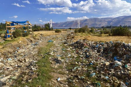 La ribera, Huancayo. August 23, 2017 - Uncontrolled landfill on the Mantaro River