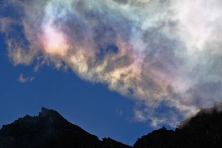A natural phenomenon called iridescent clouds, in this case recorded in the morning with the light...