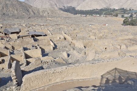 View of the ancient ruins of the archeological zone Huaycan de Cieneguilla. Lima Peruの写真素材