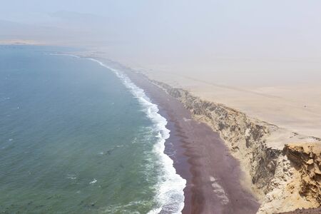 Beautiful view from the shore of the red beach in Paracas, it is an important tourist center. Ica-Peruの写真素材