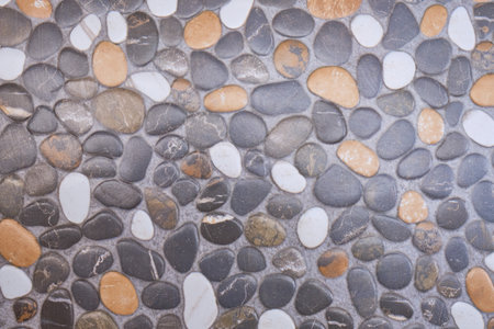 Round stone texture for floor decoration.の写真素材