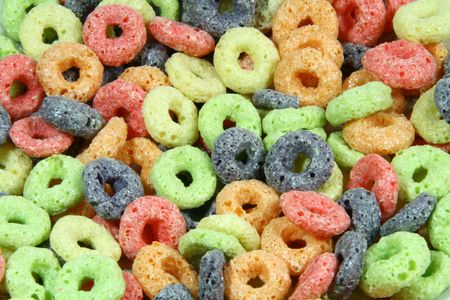 colorful round fruit cereals ideal as background