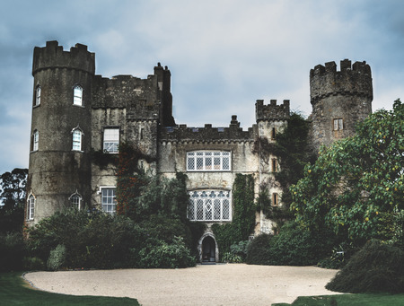 Gloomy picture of Malahide Castle in Irelandのeditorial素材