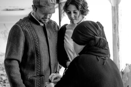 Couple with seamstress