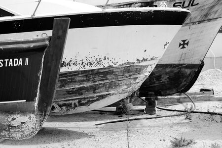 Small fishing boats in fishing portの写真素材