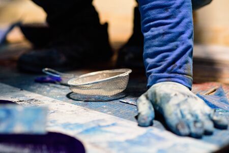 Plastic artist painter working in workshop