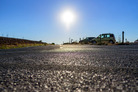 View from the paved road floor with backlight