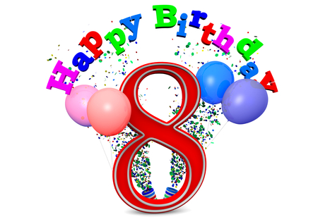 Happy Birthday with ballons and the ageの写真素材