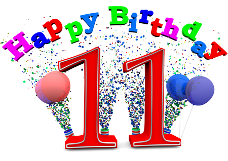 Happy Birthday with ballons and the ageの写真素材