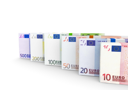 euro notes with different valueの写真素材