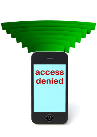phone in connection with the world  and lettering access deniedの写真素材
