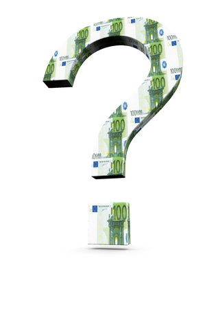 question mark made of moneyの写真素材