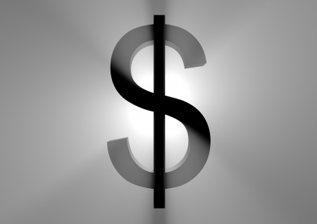 a black dollar sign in the backlightの写真素材