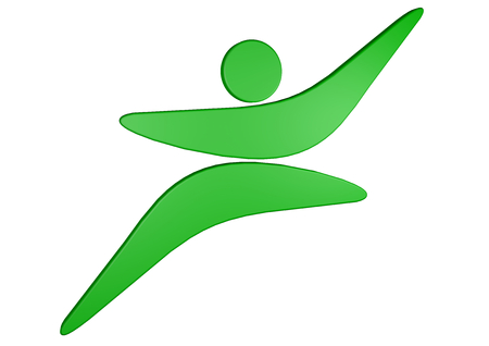 a green figure make something and stands for fitnessの写真素材