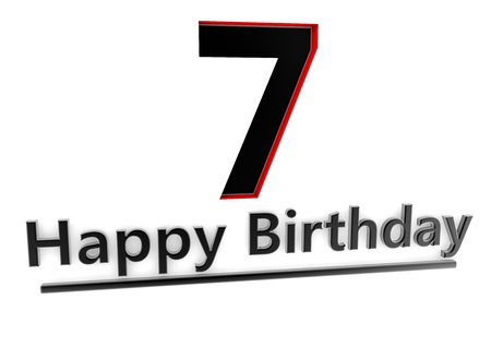 a black lettering Happy Birthday with shadows and a number 6 as relief with red edges