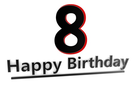 a black lettering Happy Birthday with shadows and a number 6 as relief with red edges