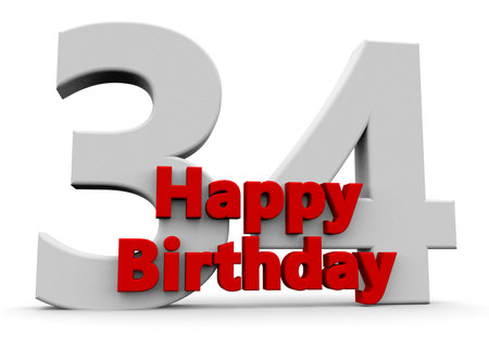 A big white number with red Happy Birthday beforeの写真素材