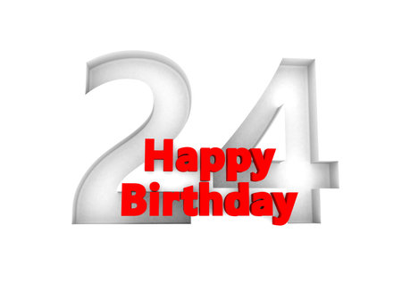 red lettering Happy Birthday with a big relief number behindの写真素材