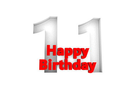 red lettering Happy Birthday with a big relief number behindの写真素材