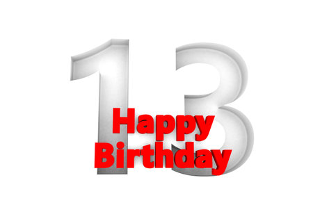 red lettering Happy Birthday with a big relief number behindの写真素材