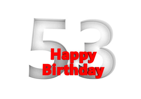 red lettering Happy Birthday with a big relief number behindの写真素材