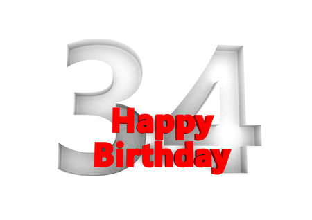 red lettering Happy Birthday with a big relief number behindの写真素材
