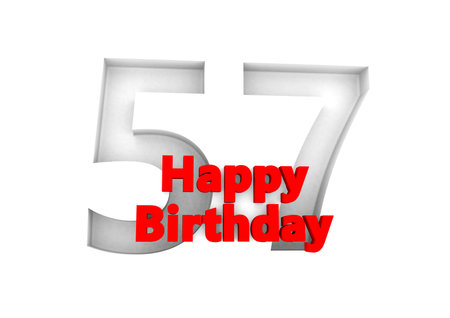 red lettering Happy Birthday with a big relief number behindの写真素材