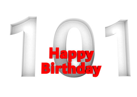 red lettering Happy Birthday with a big relief number behindの写真素材