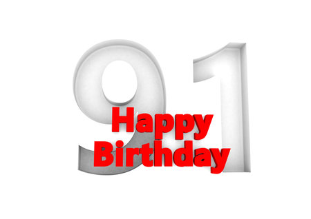 red lettering Happy Birthday with a big relief number behindの写真素材