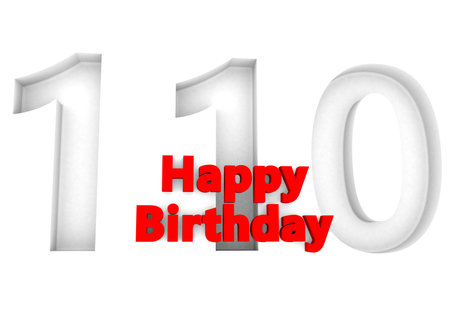 red lettering Happy Birthday with a big relief number behindの写真素材