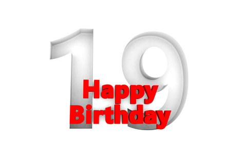red lettering Happy Birthday with a big relief number behindの写真素材