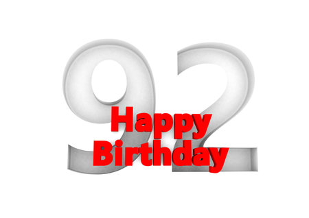 red lettering Happy Birthday with a big relief number behindの写真素材