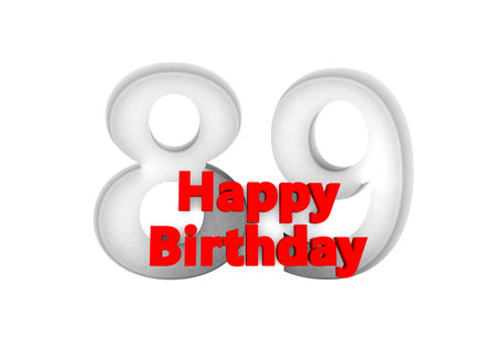 red lettering Happy Birthday with a big relief number behindの写真素材