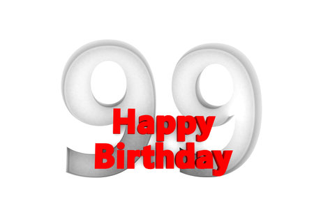 red lettering Happy Birthday with a big relief number behindの写真素材
