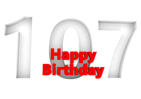 red lettering Happy Birthday with a big relief number behindの写真素材