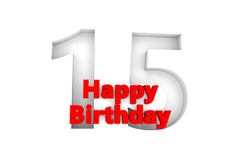 red lettering Happy Birthday with a big relief number behindの写真素材