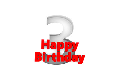 red lettering Happy Birthday with a big relief number behindの写真素材