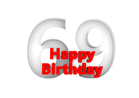 red lettering Happy Birthday with a big relief number behindの写真素材