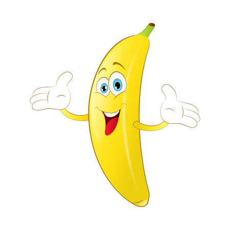 Cheerful Cartoon banana on a white backgroundのイラスト素材